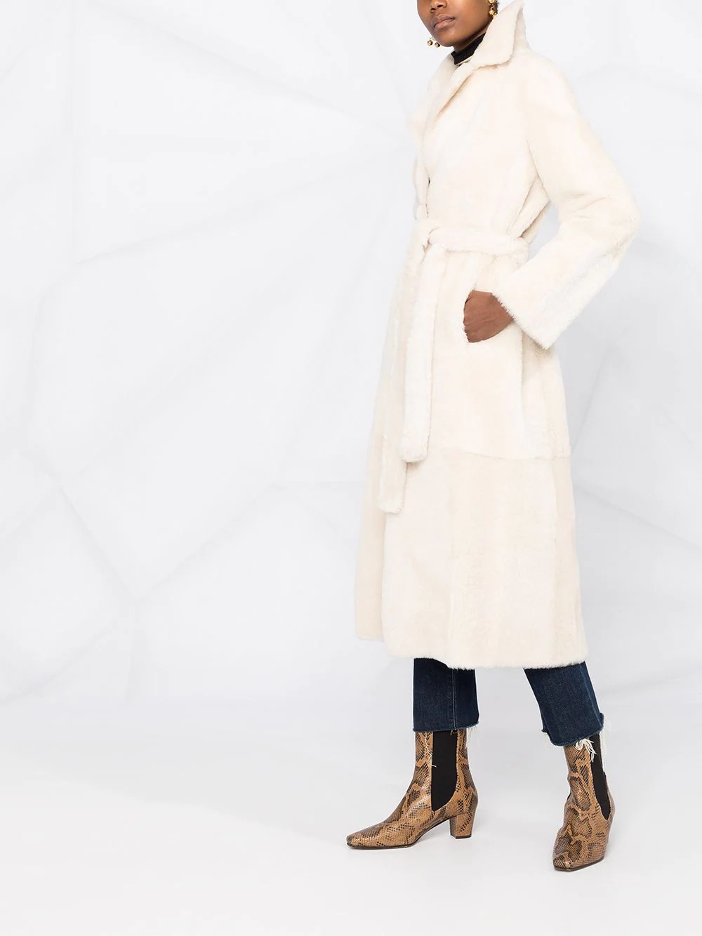 full-length shearling coat - 6