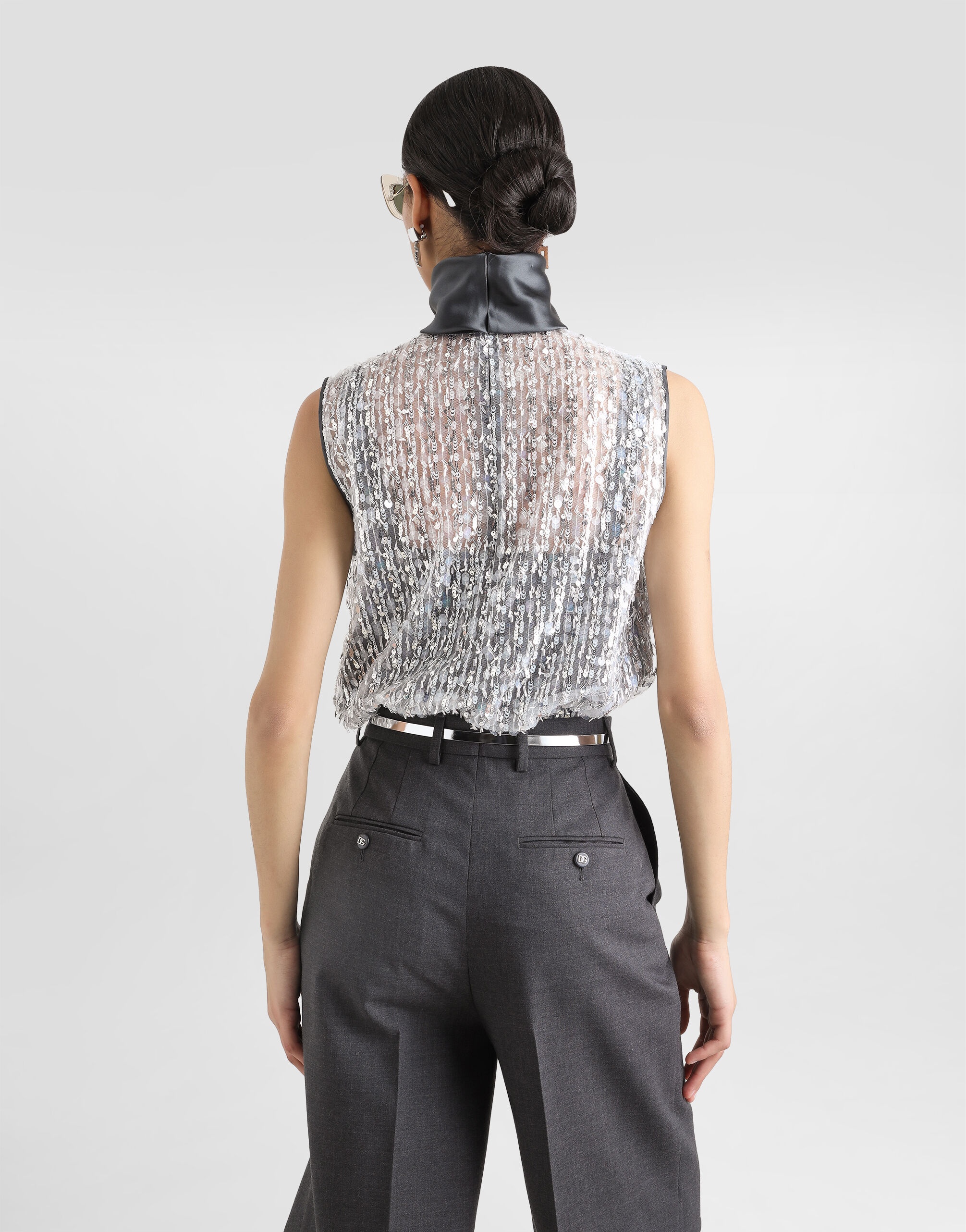 Tulle turtle-neck top with sequin embellishment - 5