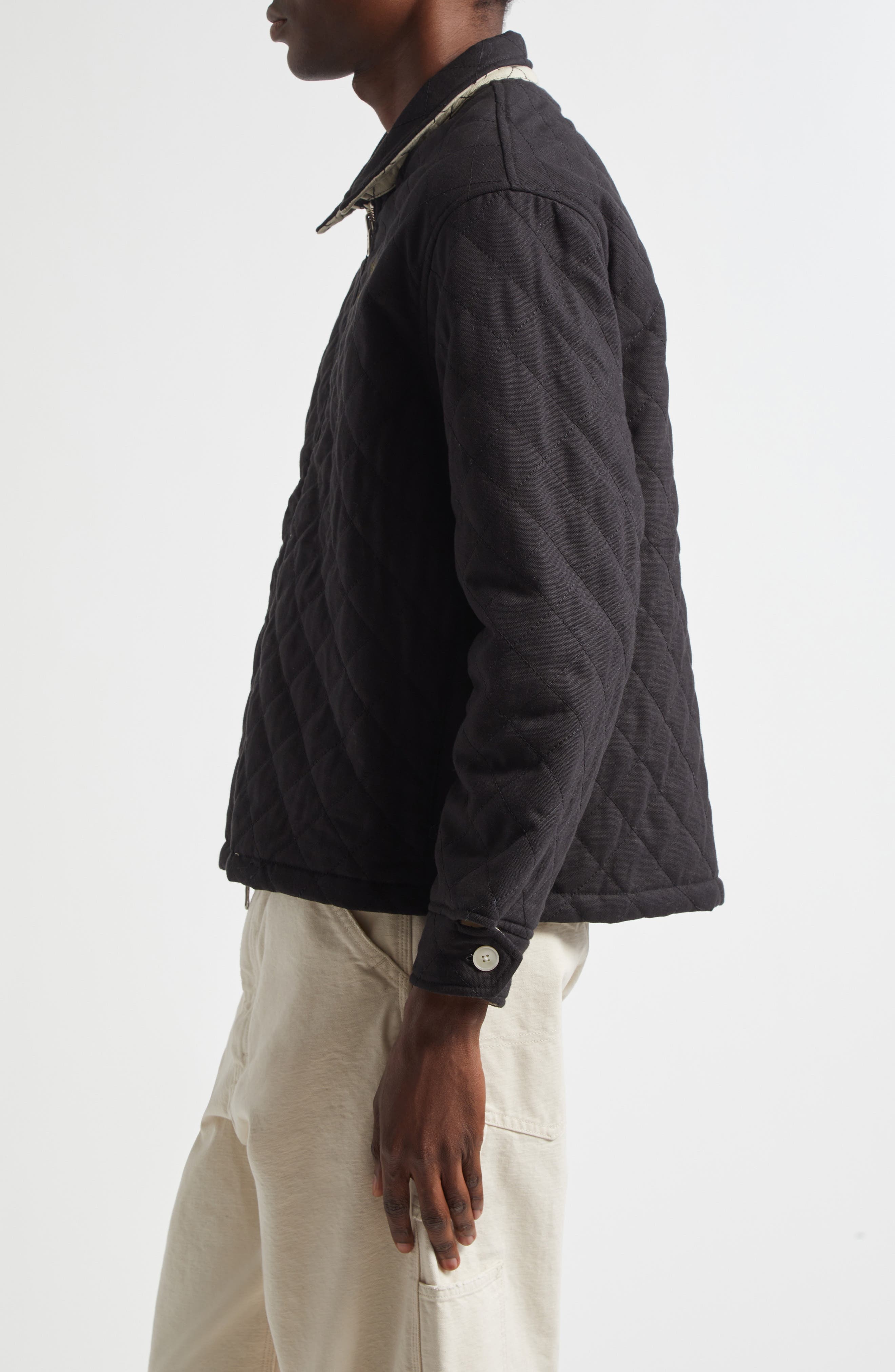 Bode Bloomstein Quilted Reversible Jacket in Black Yellow at Nordstrom - 3