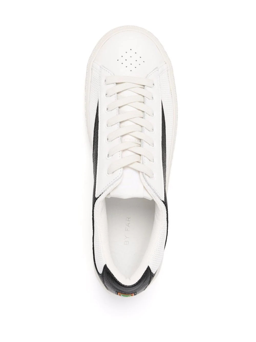 panelled low-top leather sneakers - 4