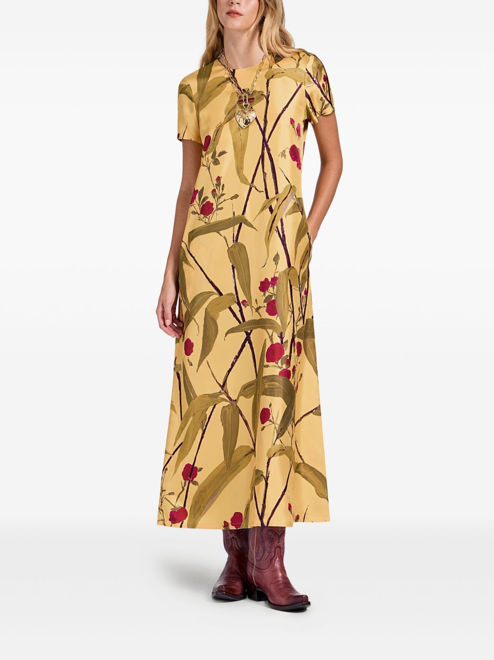 floral-print swing midi day dress - 2