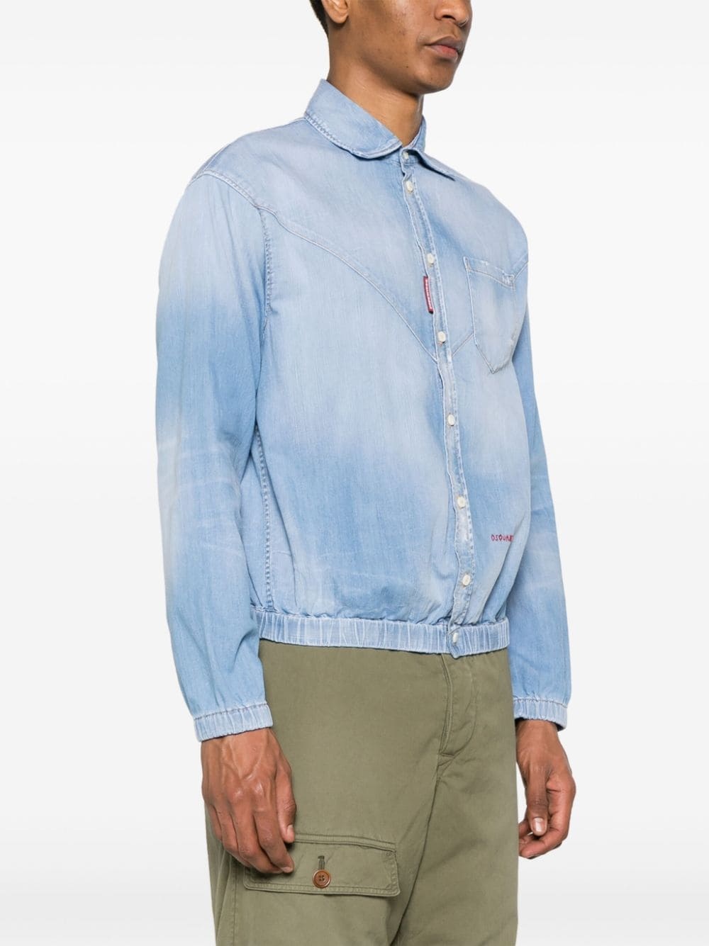 elasticated-waistband denim shirt - 3