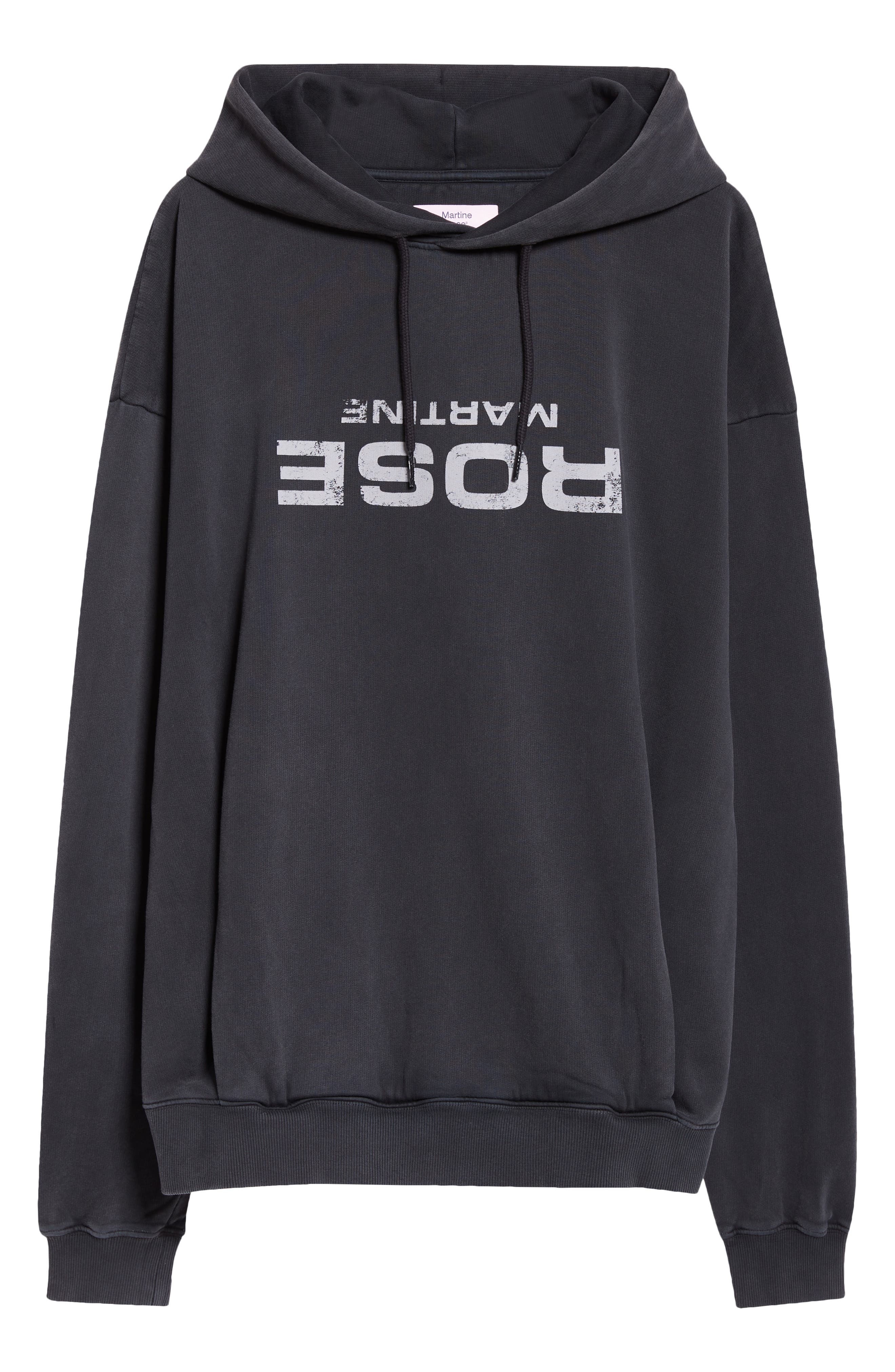 Martine Rose Upside Down Logo Classic Cotton Jersey Hoodie in Black Washed Rose Black at Nordstrom - 6