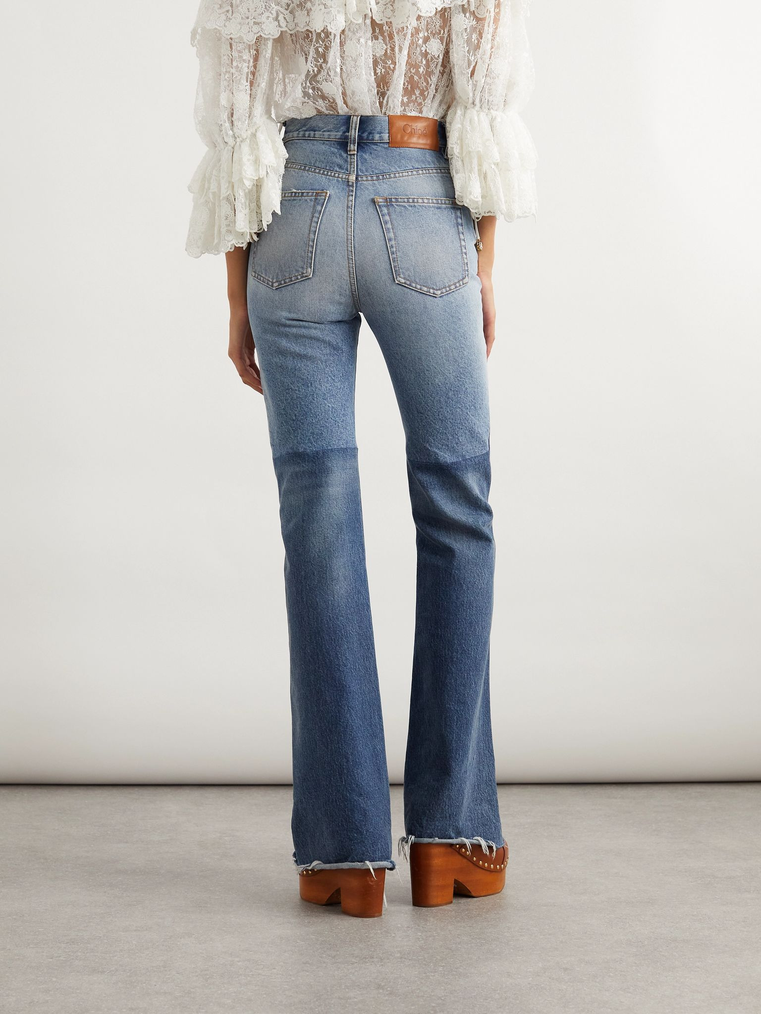 Patchwork mid-rise flared jeans Mid denim - 4