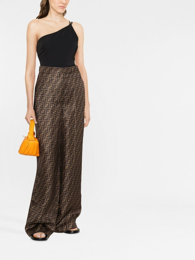 FENDI FF motif silk palazzo trousers outlook