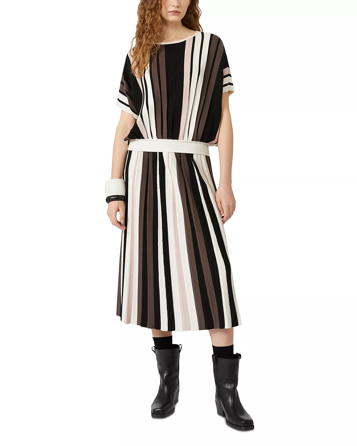 Pleiadi Multicolor Pleated Striped Skirt - 2