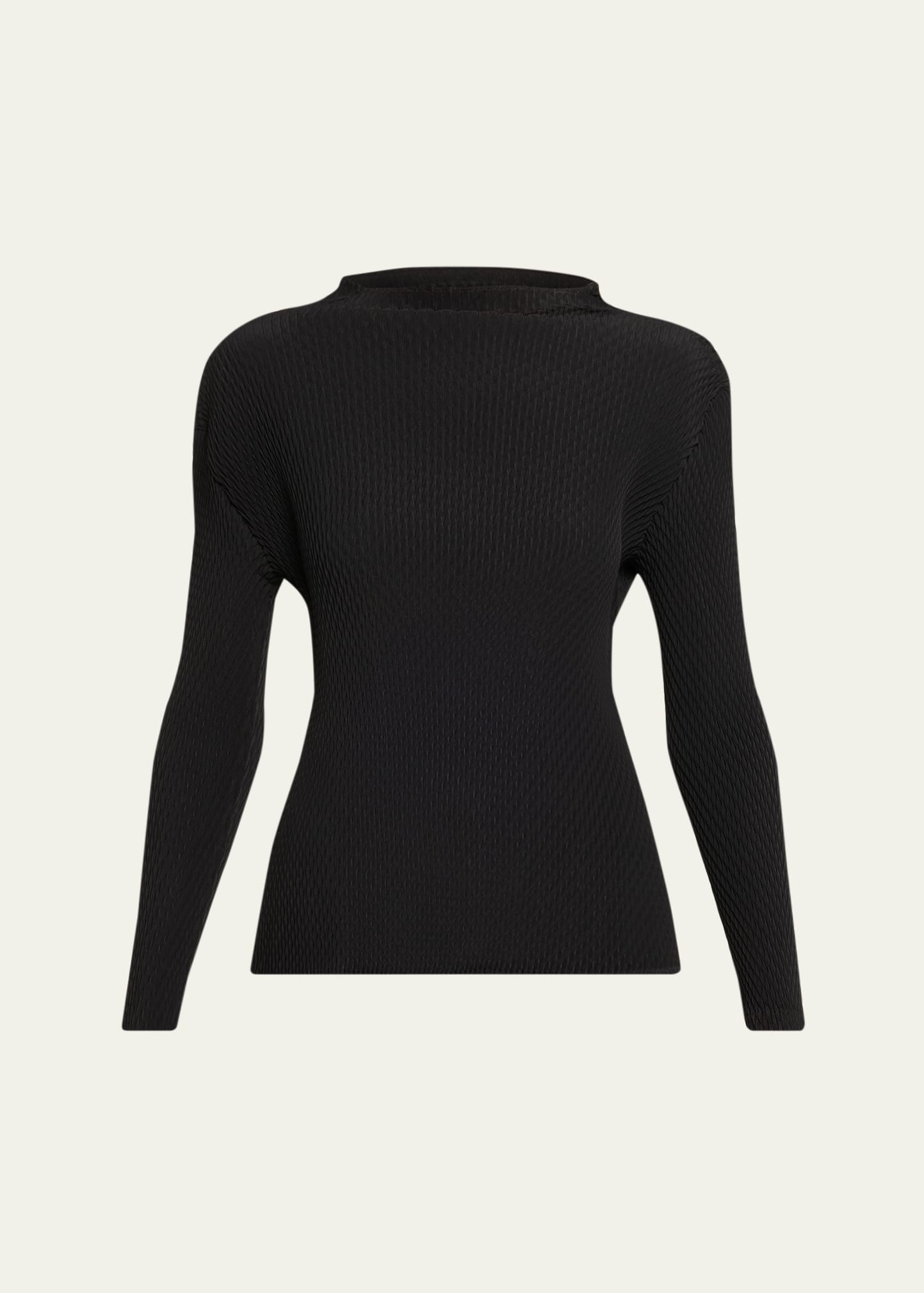 Orbicular Pleated Long-Sleeve Top - 1