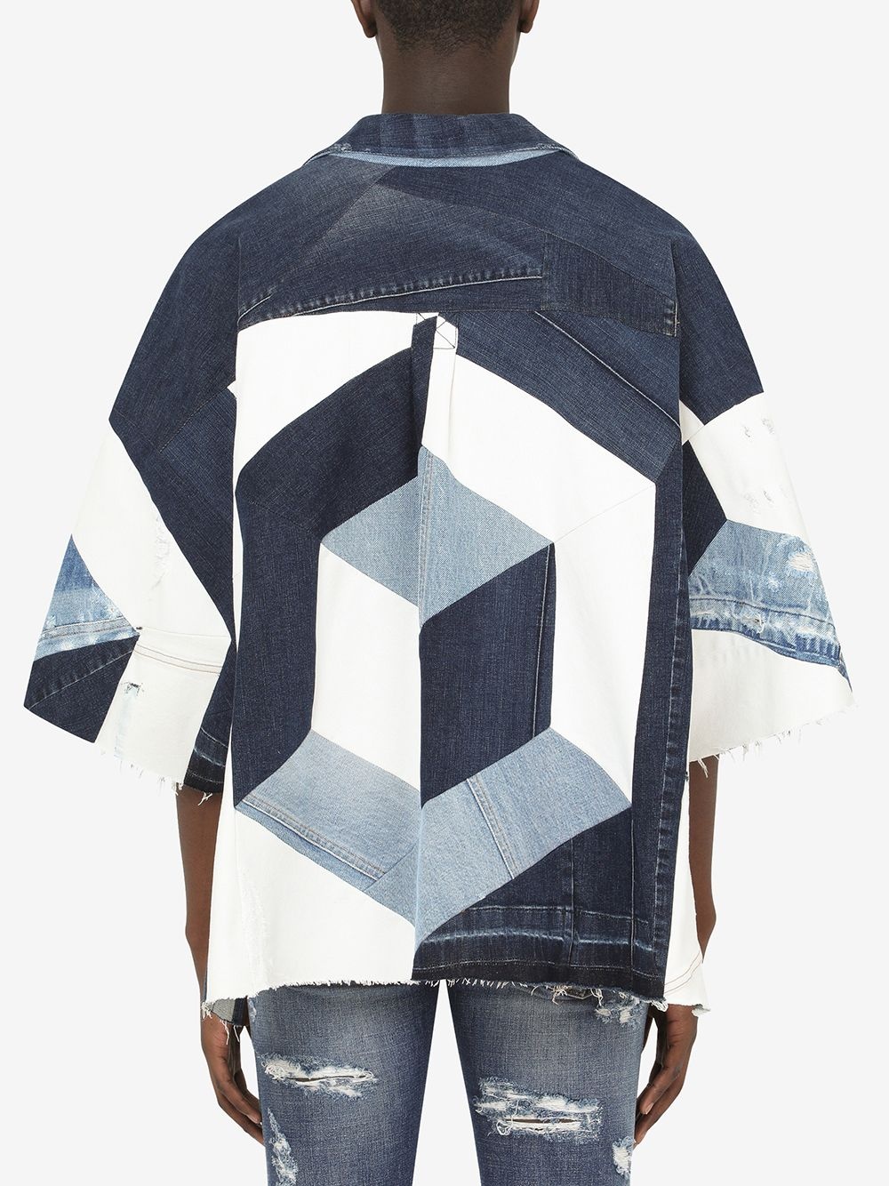 patchwork denim top - 4