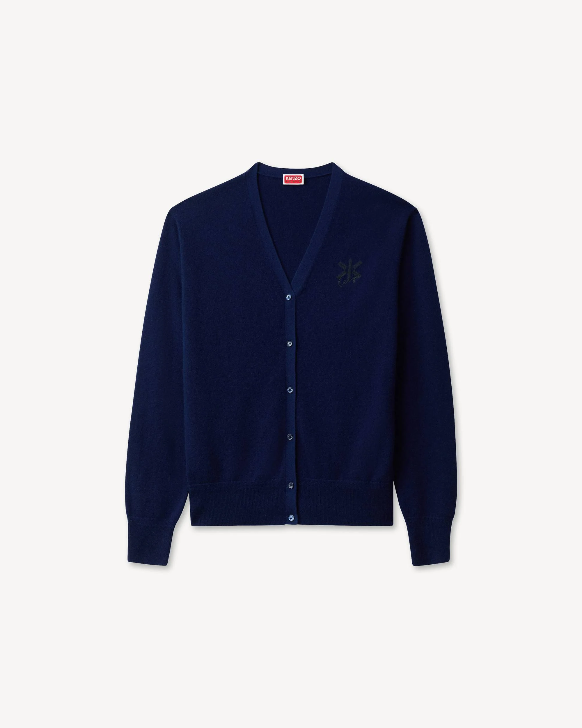 'KENZO Double K' embroidered cardigan in wool cashmere - 1