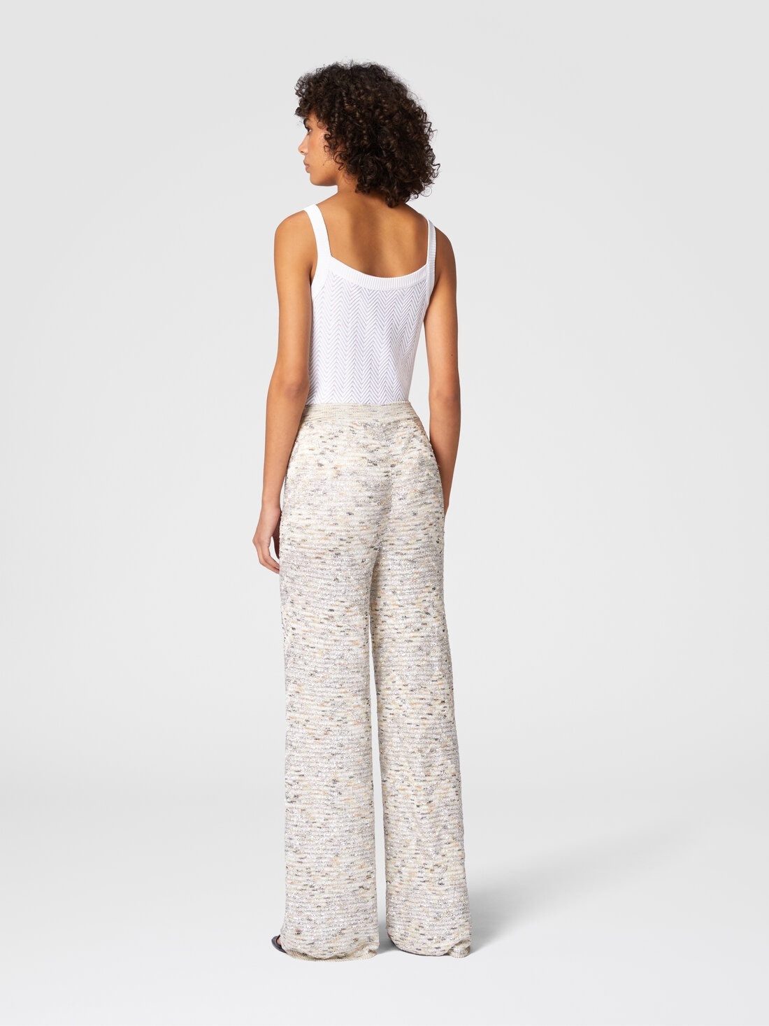 Flare trousers in slub knit with sequins - 3