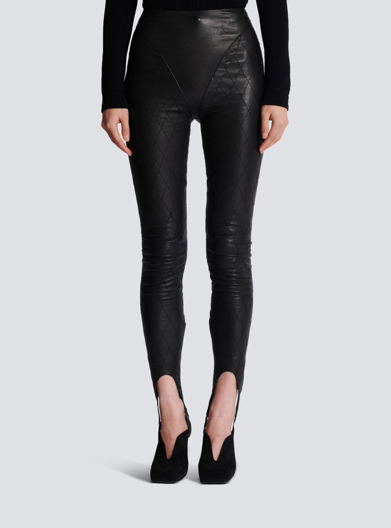 Topstitched leather leggings 5