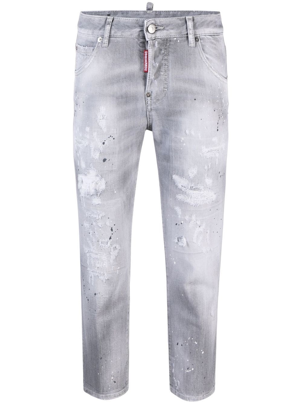 distressed low-rise cropped jeans - 1