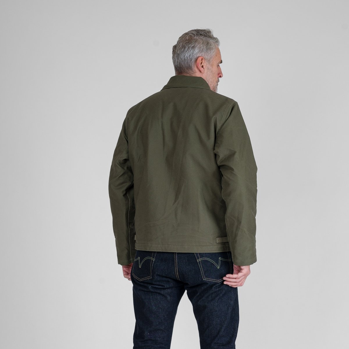 IHM-45-GRN Oiled Whipcord A2 Deck Jacket - Army Green - 4