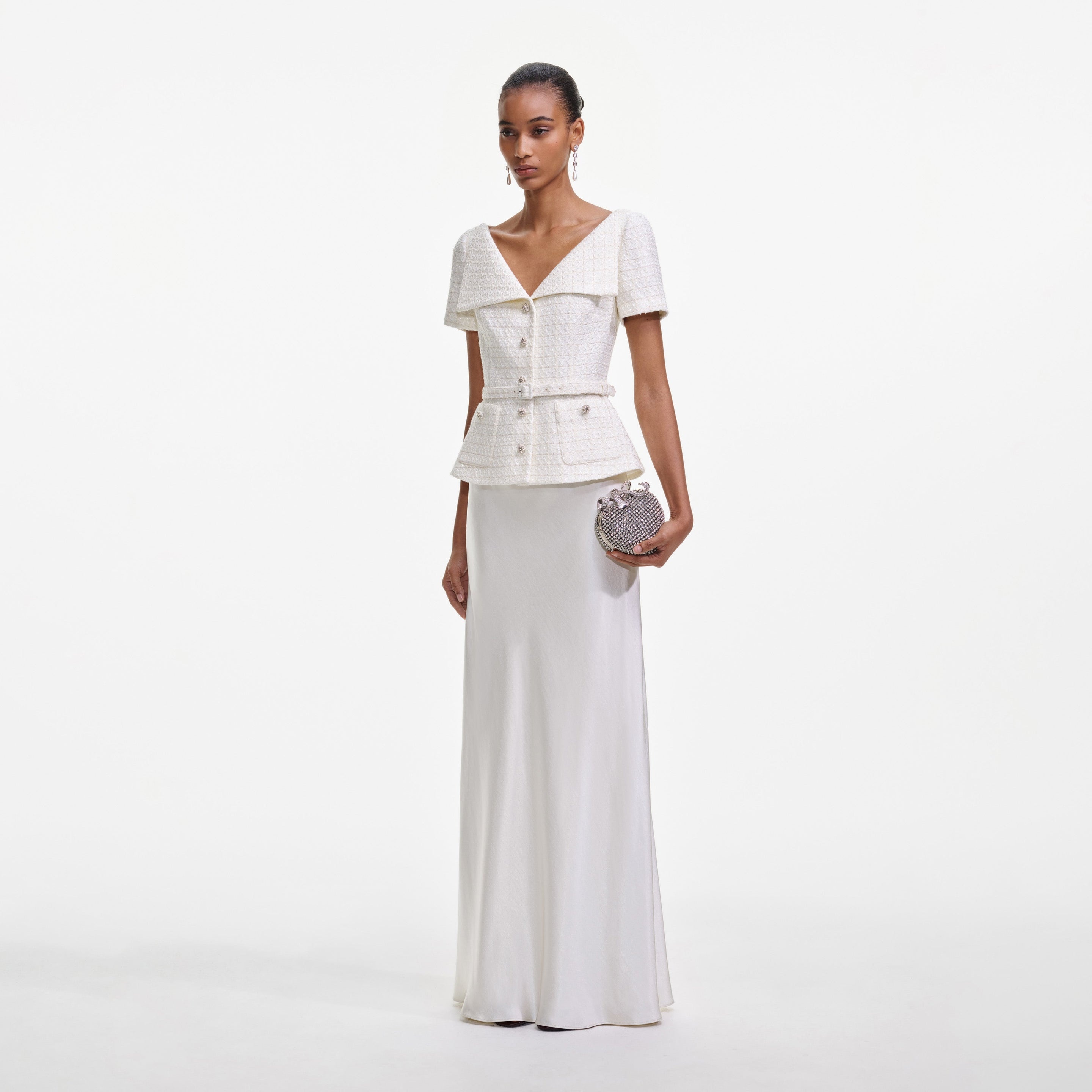 Cream Boucle Tailored Maxi Dress - 2