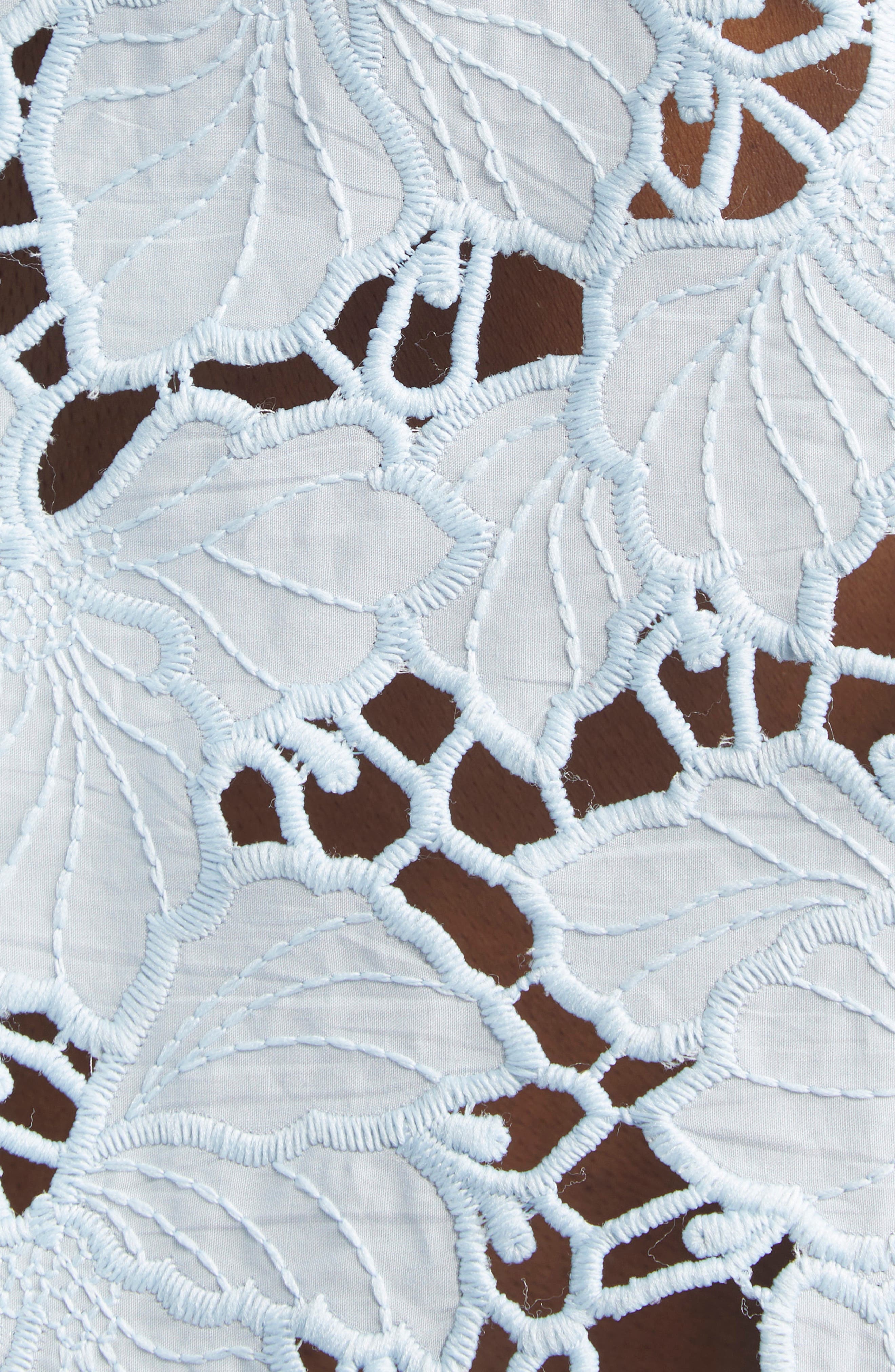 L'AGENCE Seychelle Cutwork Crop Shirt in Blue Fog at Nordstrom - 6