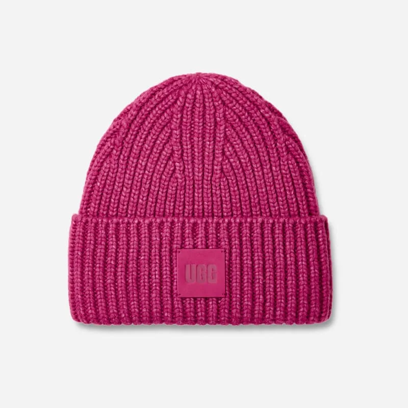 ® Women's Chunky Rib Beanie Acrylic Blend in Chroma Pink - 1