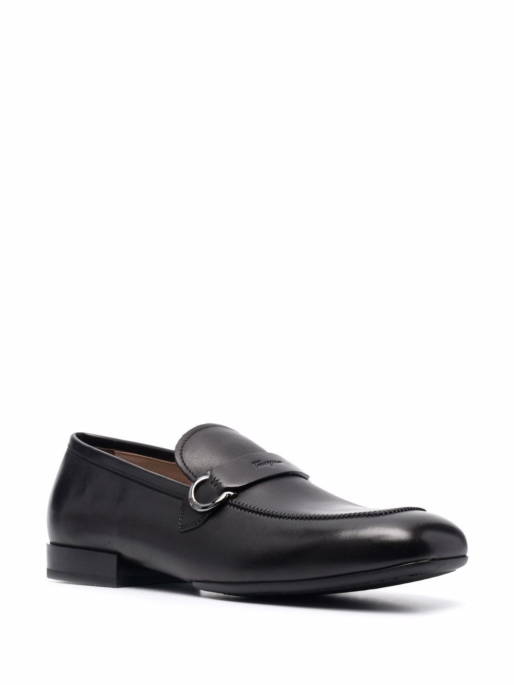 square-toe polished-finish loafers - 2