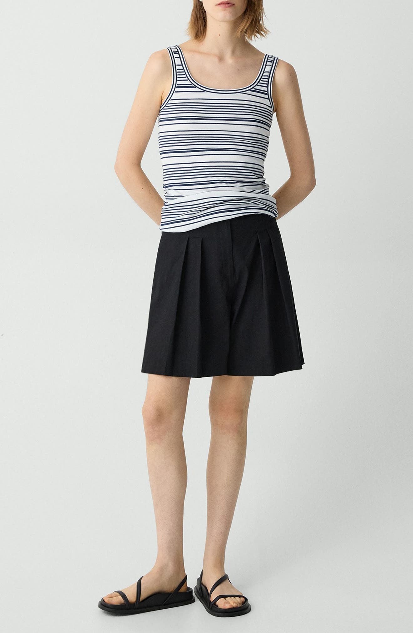 Theory Bram Stripe Pima Cotton Tank in Navy Multi at Nordstrom - 6