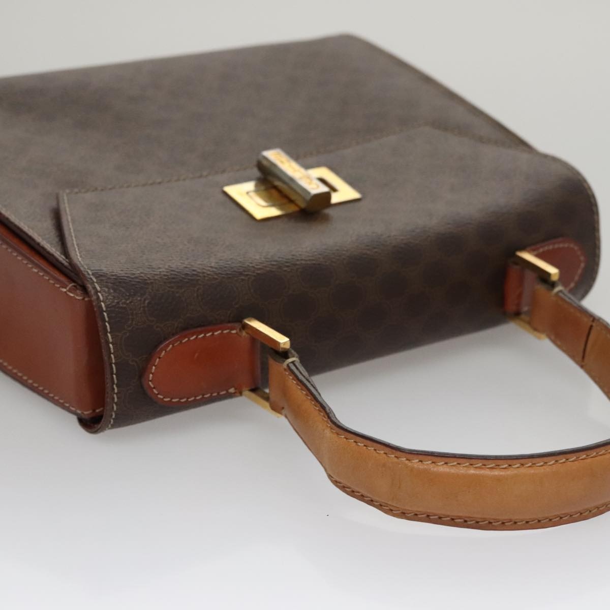 CELINE Macadam Canvas Hand Bag Pvc Leather Brown - 7