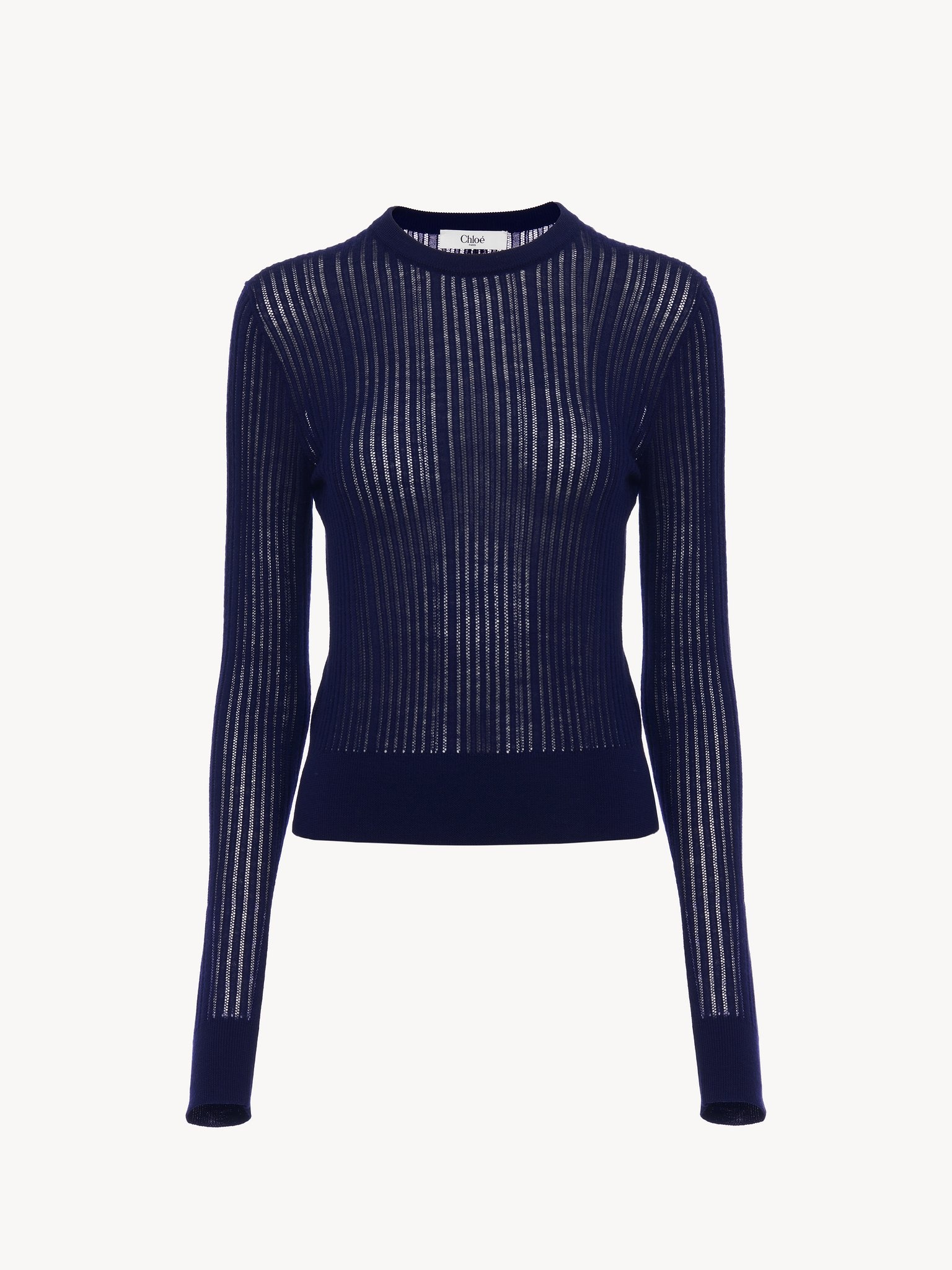 CREW-NECK FITTED SWEATER IN WOOL KNIT - 2