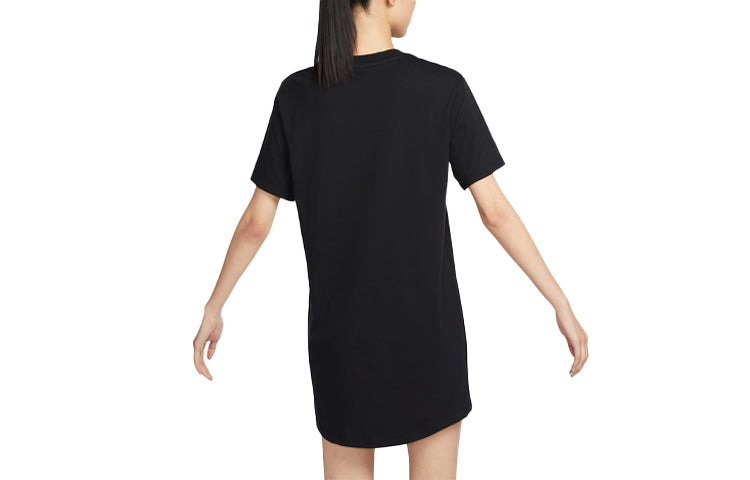 (WMNS) Nike Sportswear Essential Short-sleeve T-Shirt Dress 'Black' DV7883-010 - 2