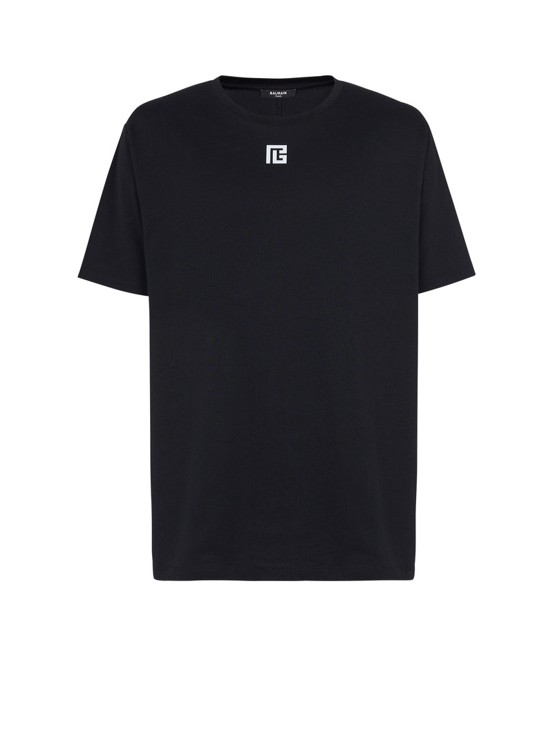 T-shirt in eco-responsible cotton with reflective Balmain maxi logo print - 1
