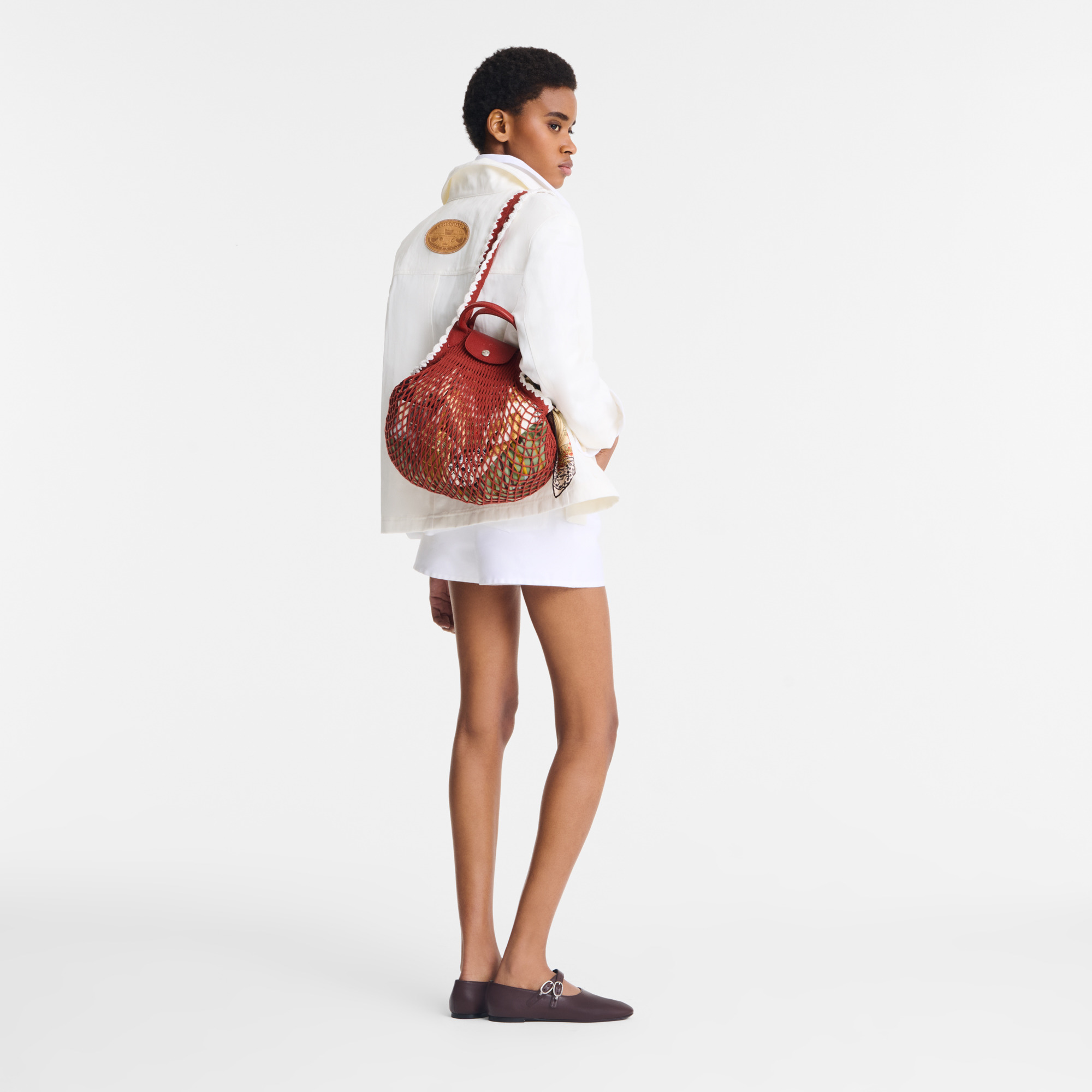 Le Pliage Collection L Mesh bag Terracotta - Canvas - 2