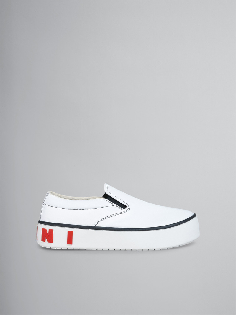 WHITE CANVAS PAW SNEAKER WITH BACK MAXI LOGO 1
