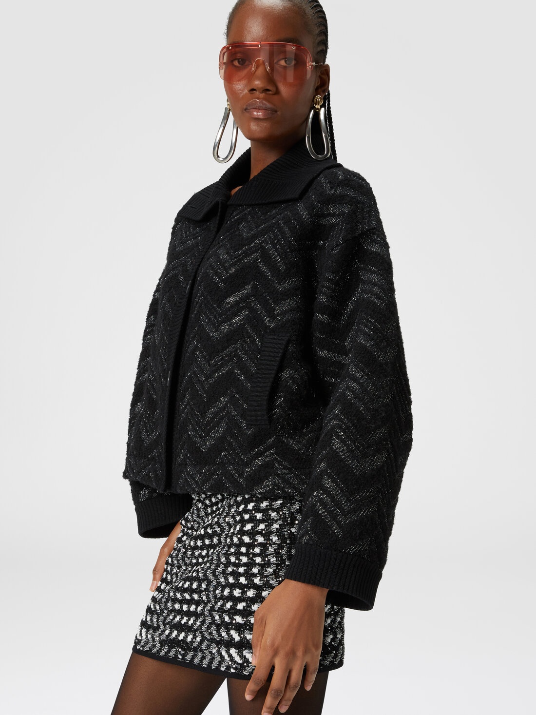 Miniskirt with lamé embossed zigzag - 4