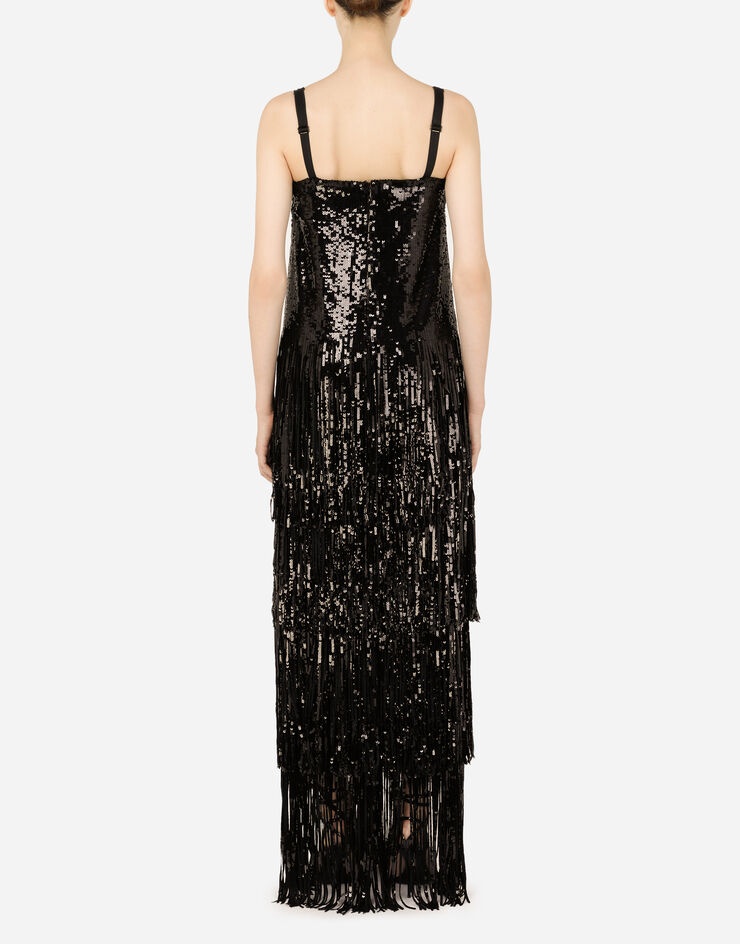 Long sequined dress with fringing - 2