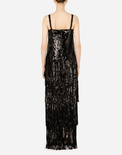 Dolce & Gabbana Long sequined dress with fringing outlook