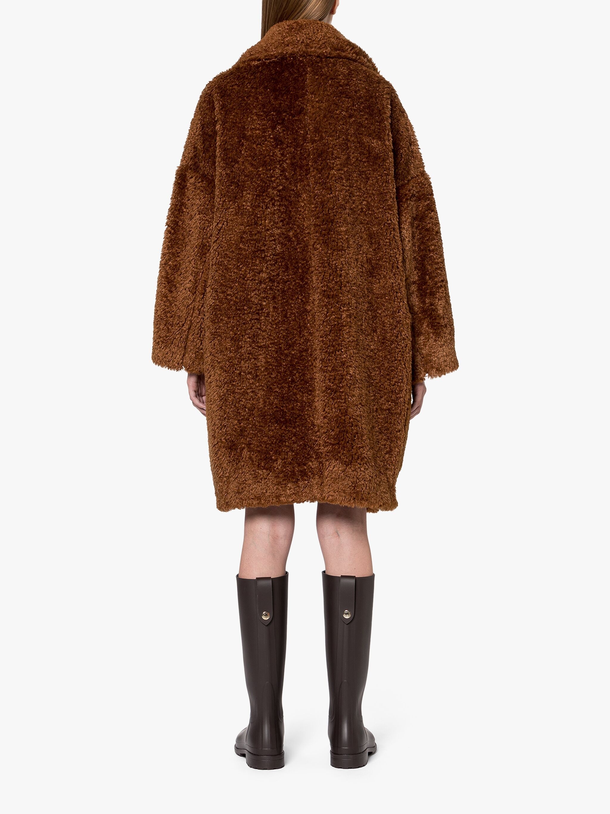 HUMBIE CHESTER BROWN ECO FUR COCOON COAT - 4