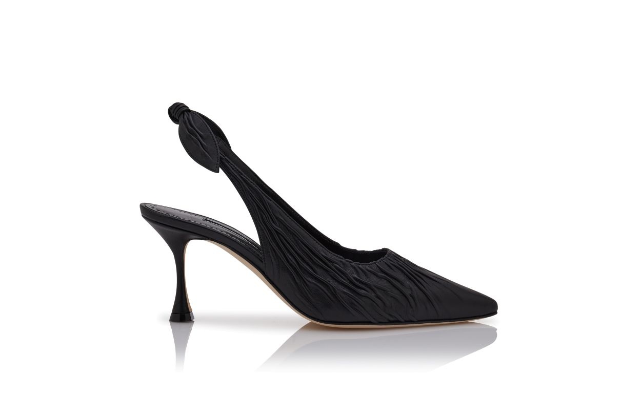 Black Nappa Leather Slingback Pumps - 1