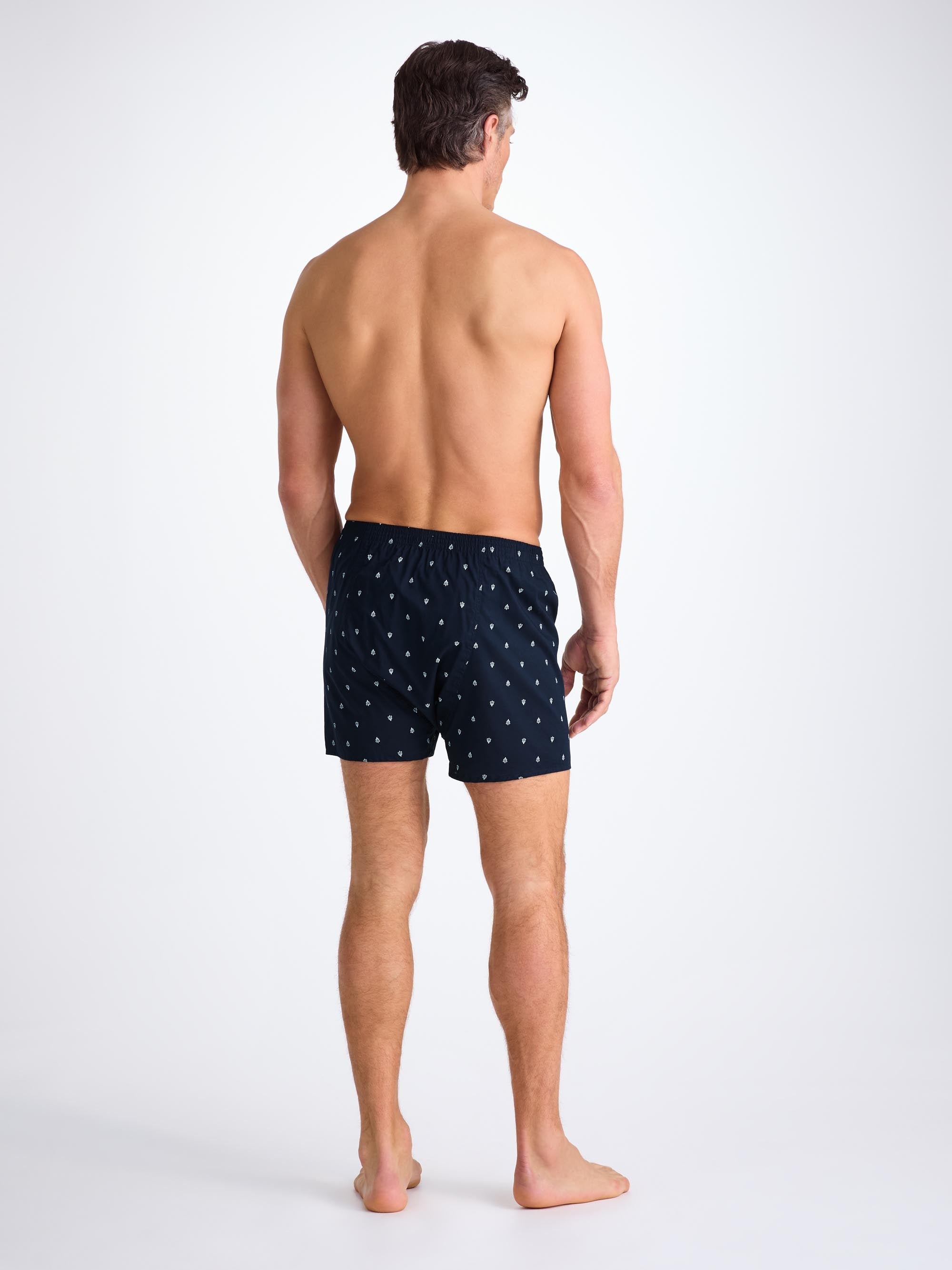 Men's Classic Fit Boxers Cotton Batiste Navy Paisley Motif - 5