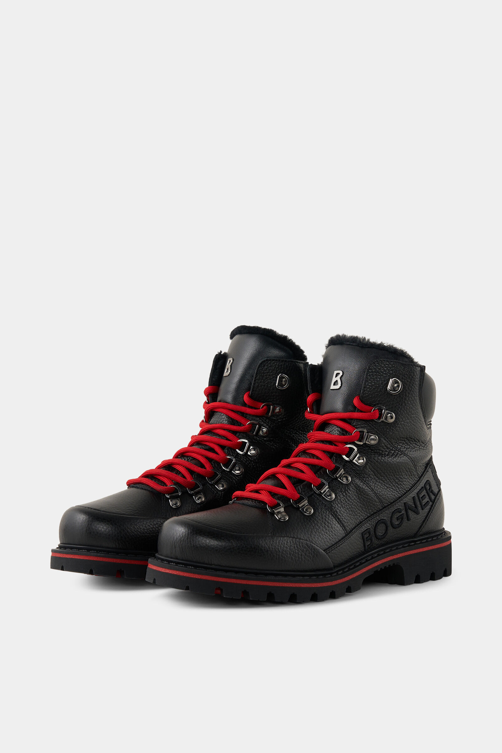 Mid Boots Helsinki with spikes in Black/Red - 3
