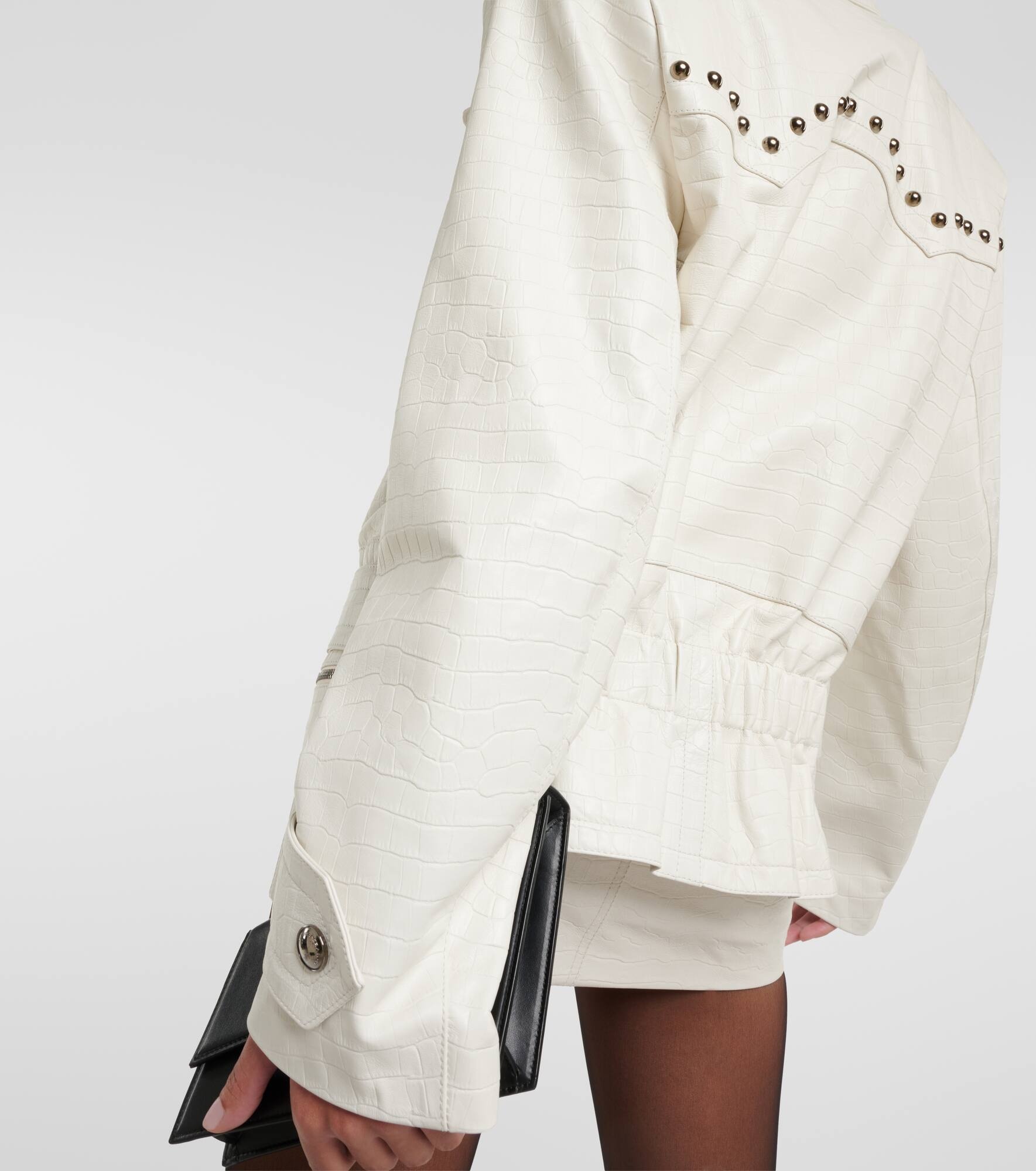 Croc-effect leather jacket - 8