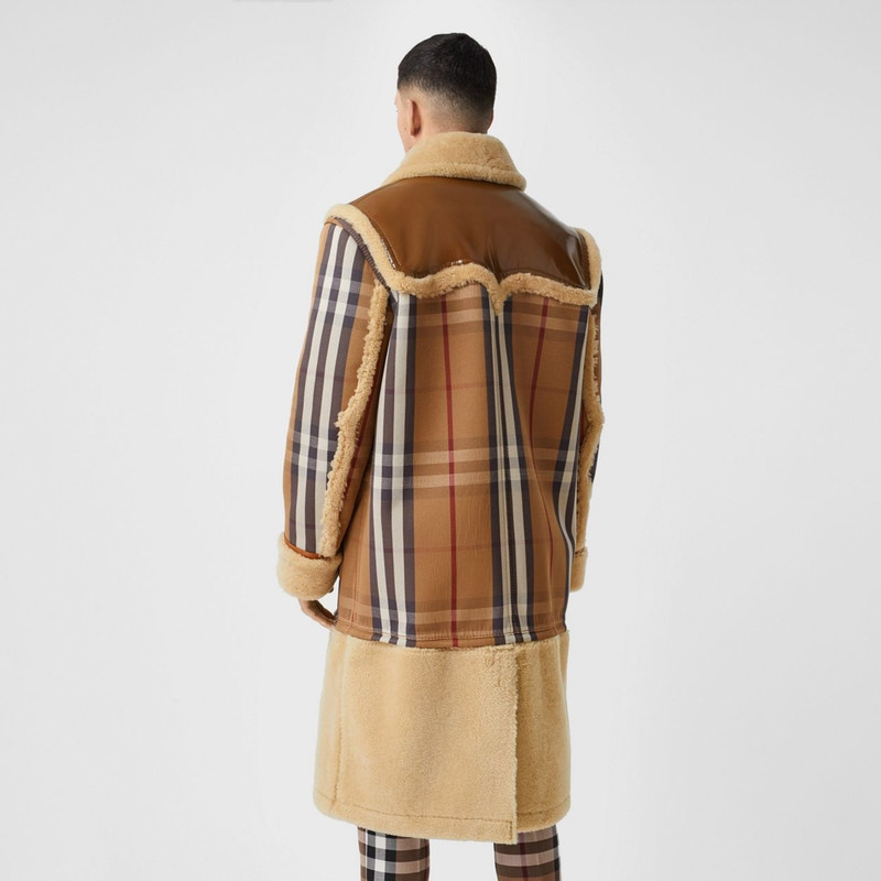 Shearling and House Check Technical Cotton Coat 8
