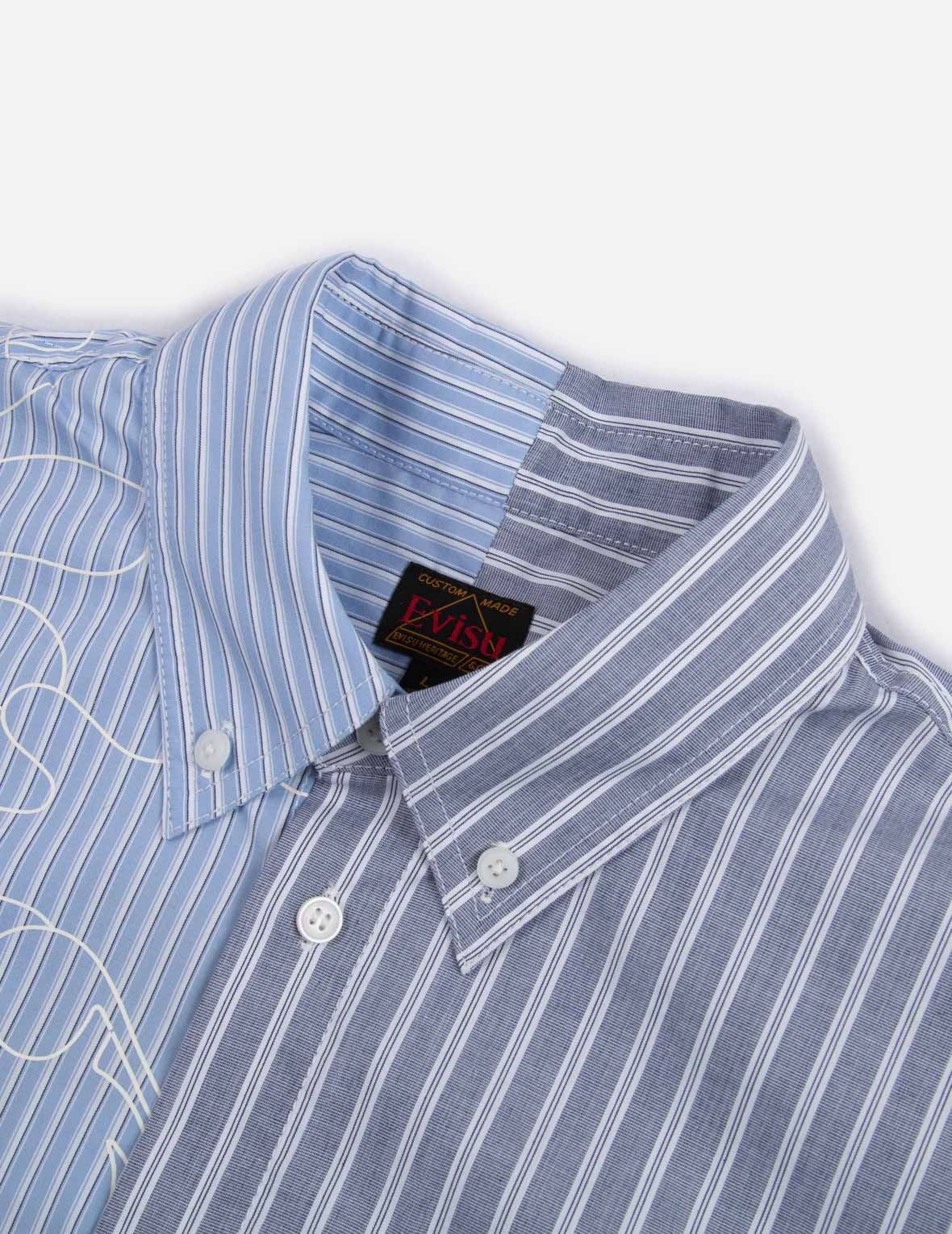 LINEAR CAMOUFLAGE PRINT TWO-TONE STRIPE SHIRT - 7