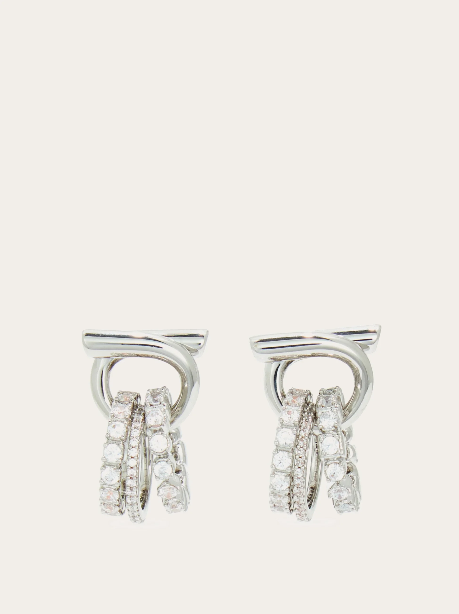 Gancini earrings with crystal ring pendant detail - 1
