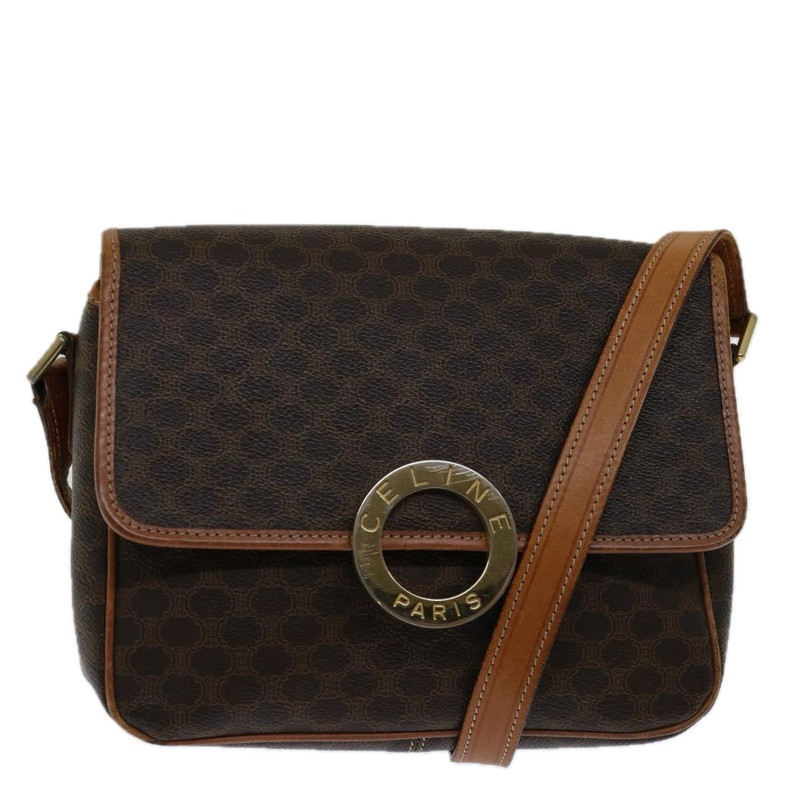 CELINE Macadam Canvas Shoulder Bag Pvc Brown - 1