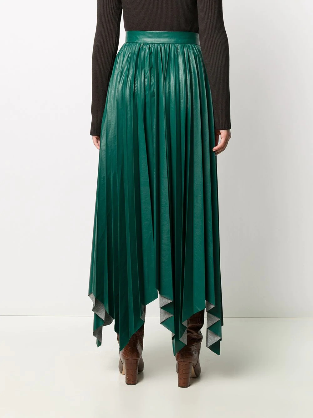 vegan leather pleated maxi skirt - 4