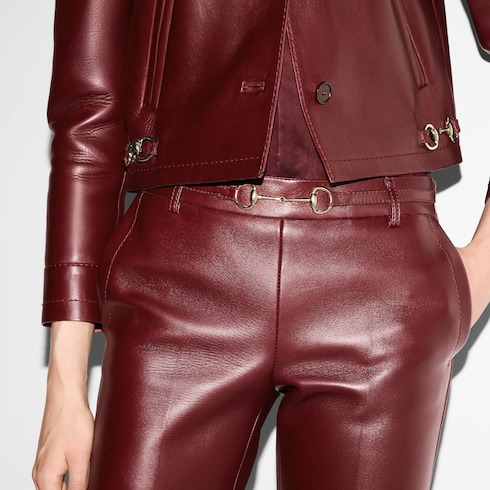 Leather pant with Horsebit detail - 5