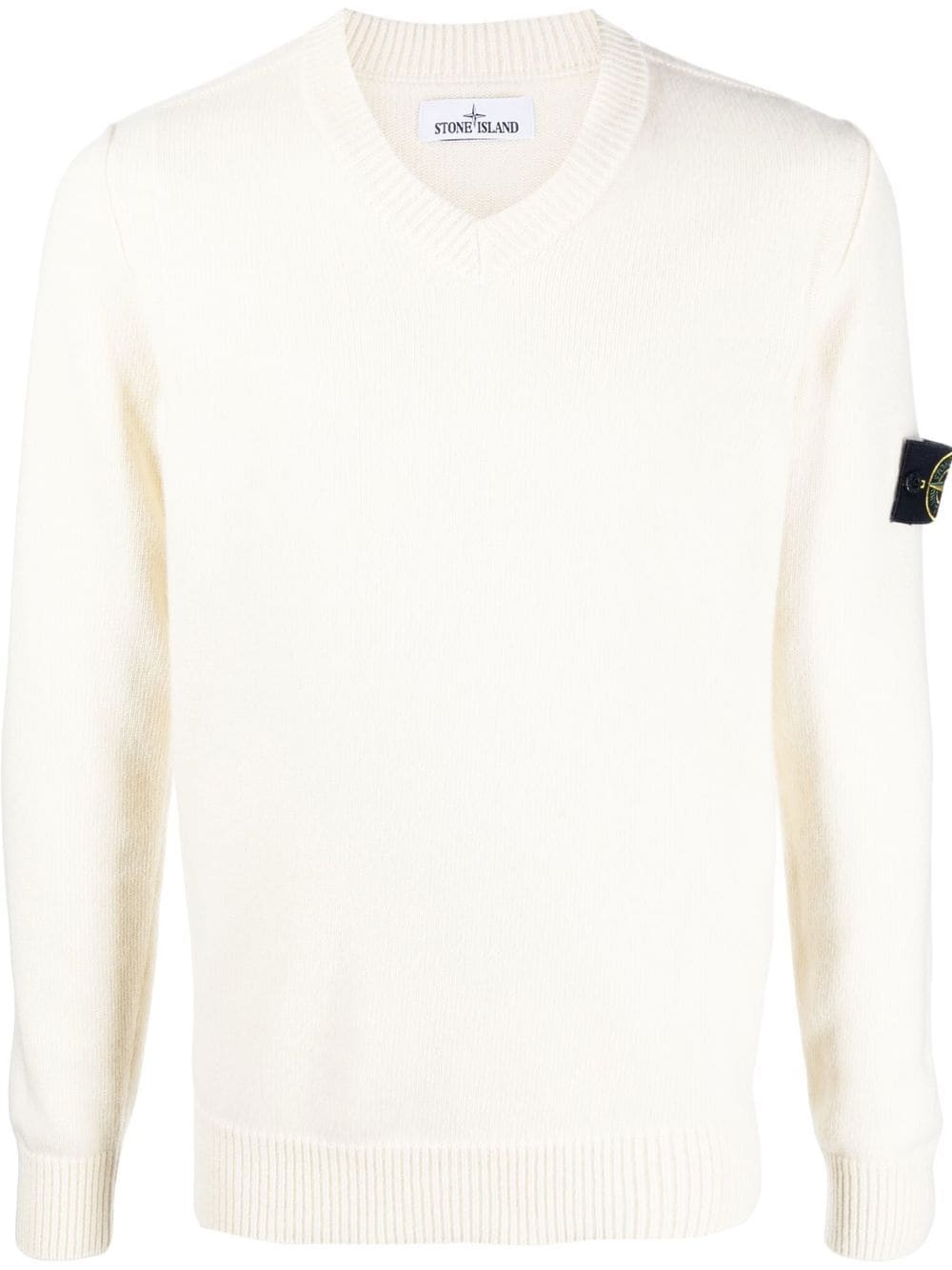 Compass-patch v-neck jumper - 1