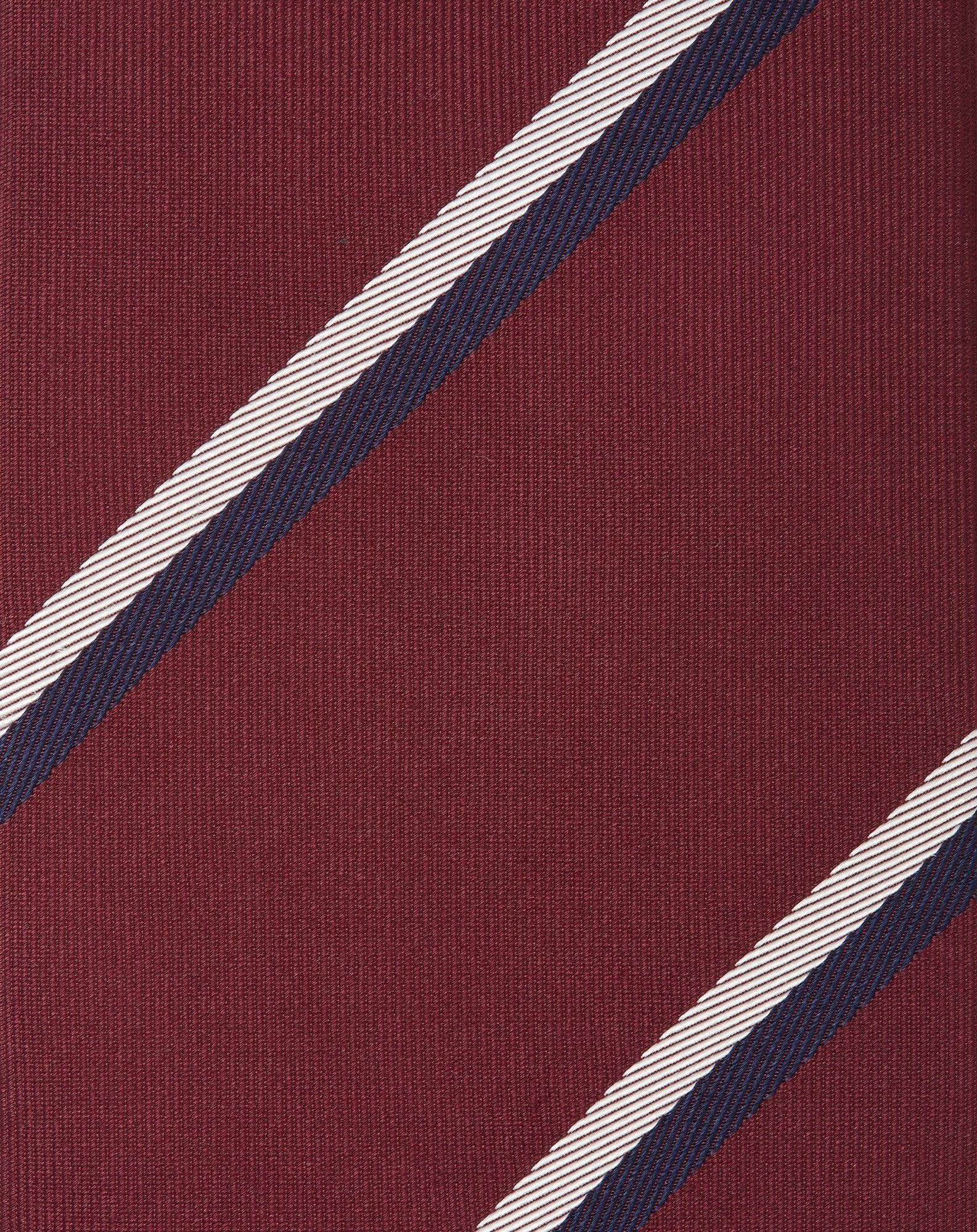 Regimental burgundy silk tie - 4