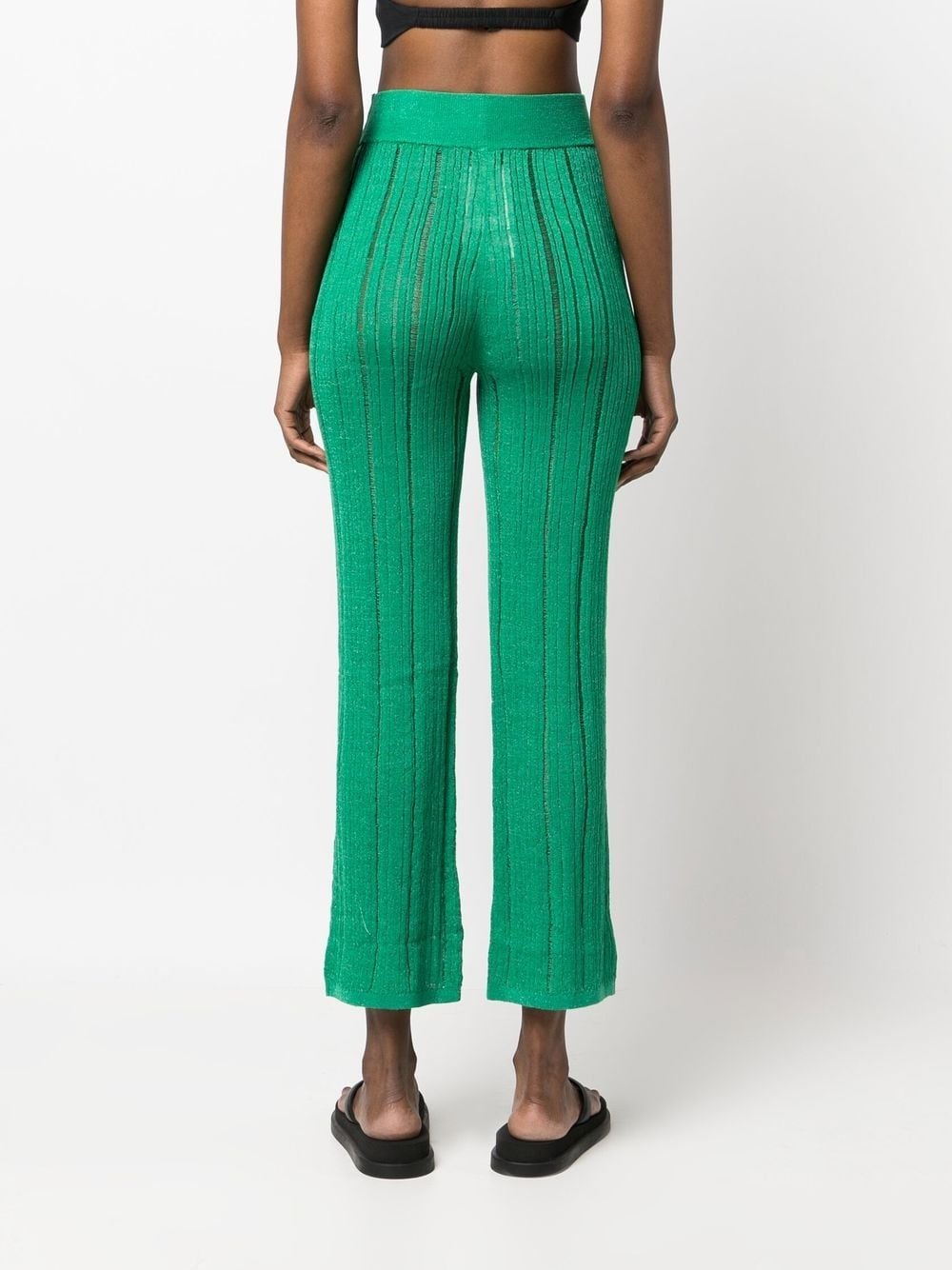 high-waisted ribbed-knit pants - 4