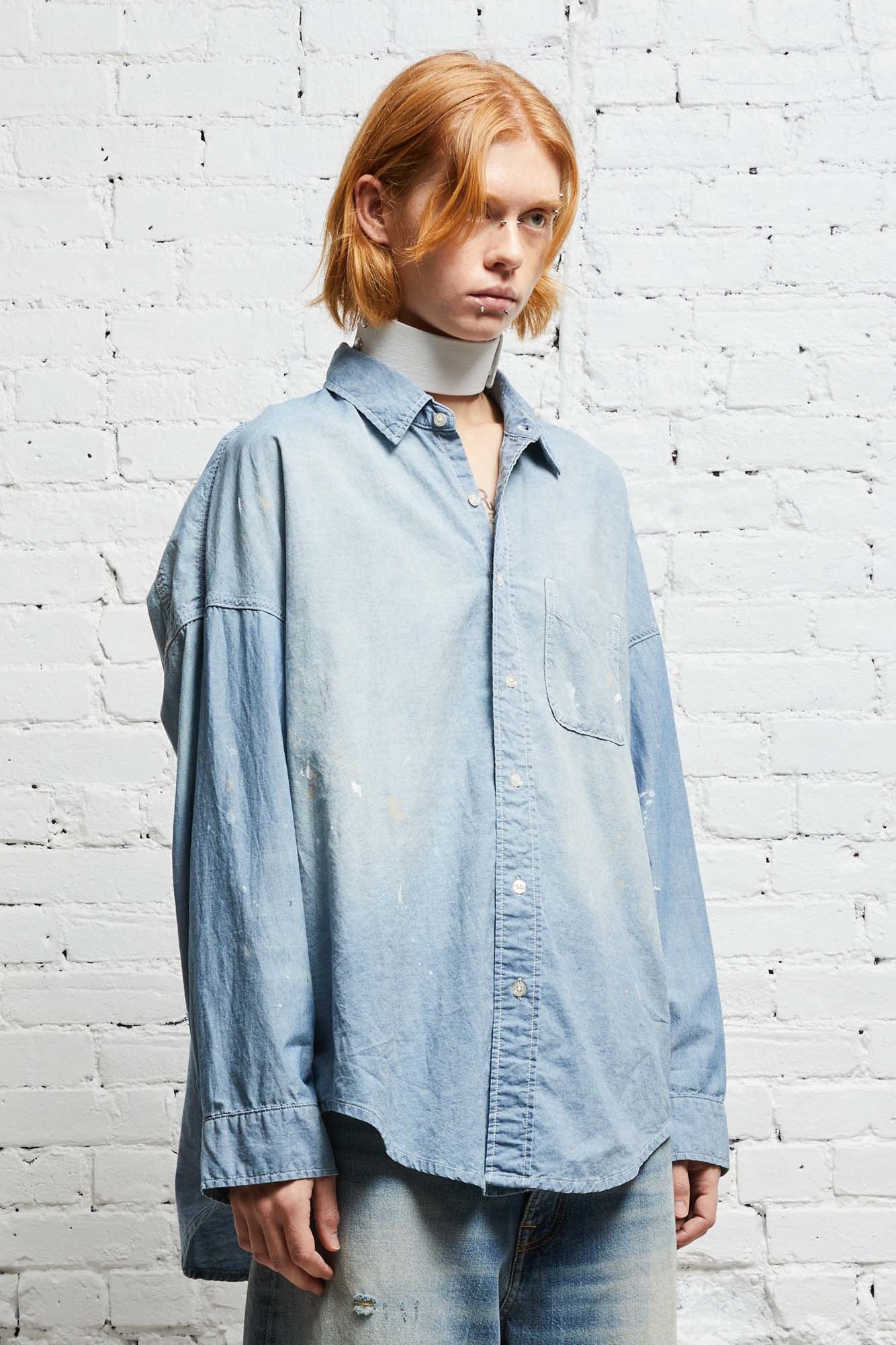 LONG SLEEVE BUTTON-UP - BLUE CHAMBRAY - 3