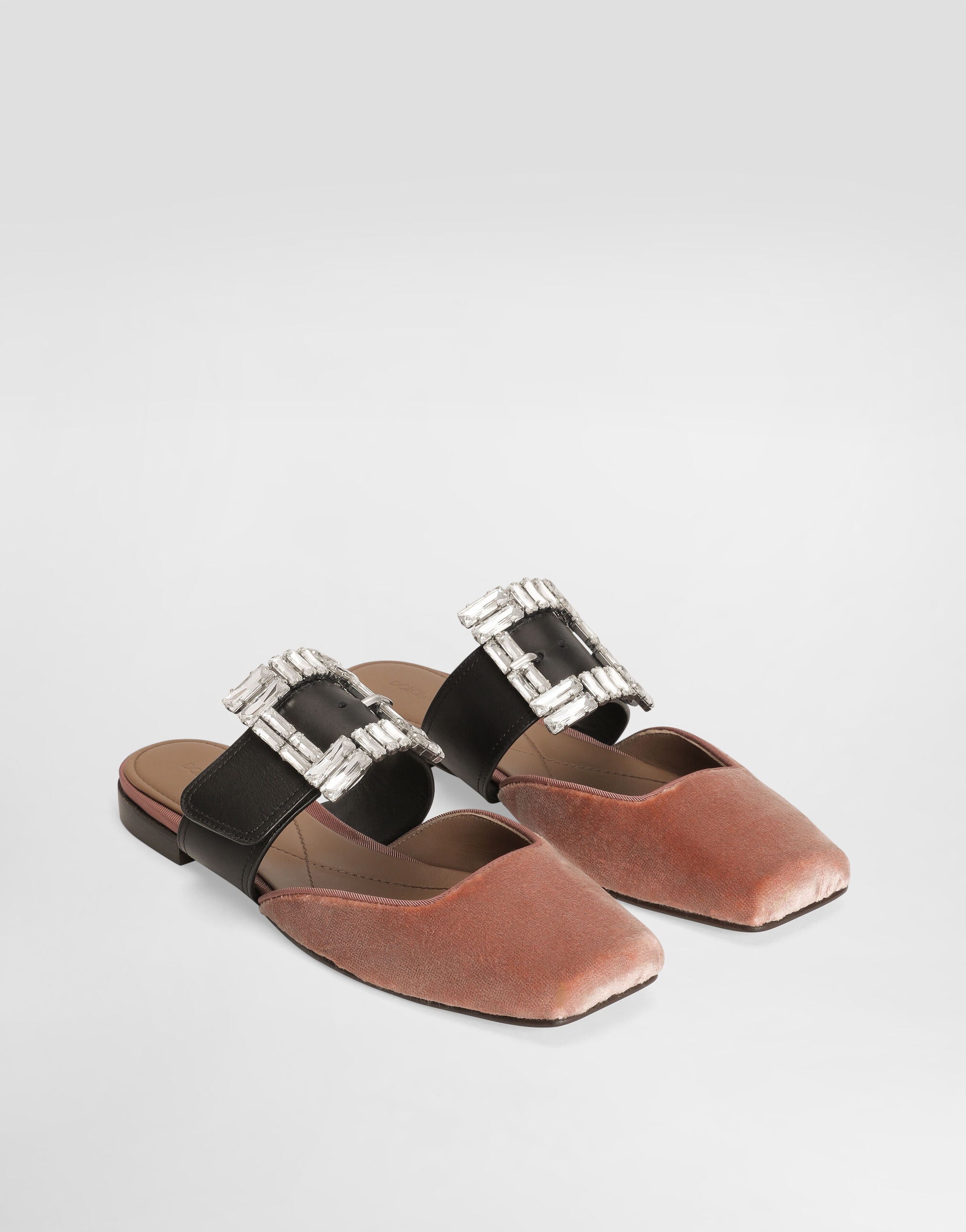 Velvet mules with bejeweled buckle - 2