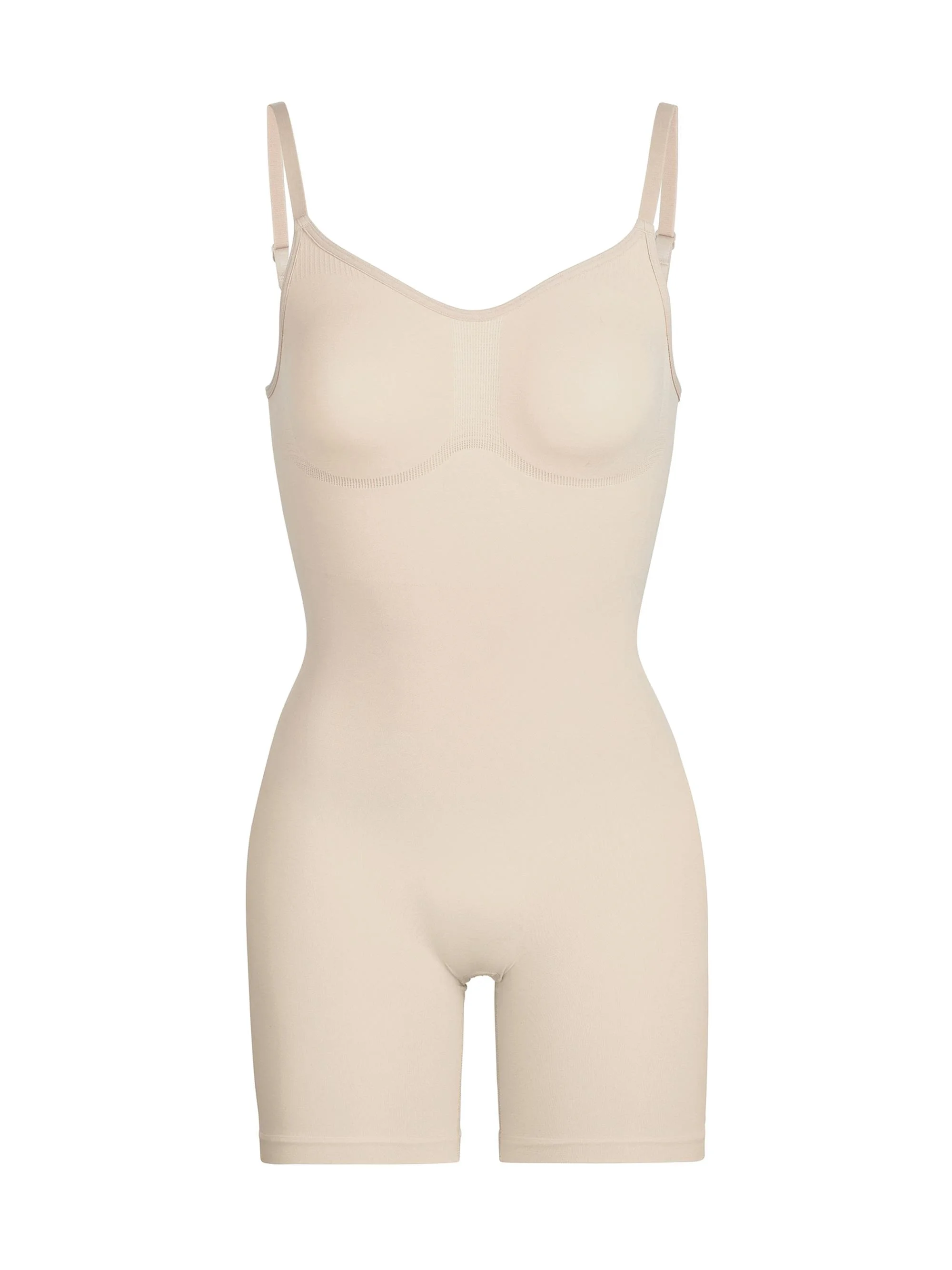 Women's Seamless Sculpt Mid Thigh Bodysuit - Clay - 1
