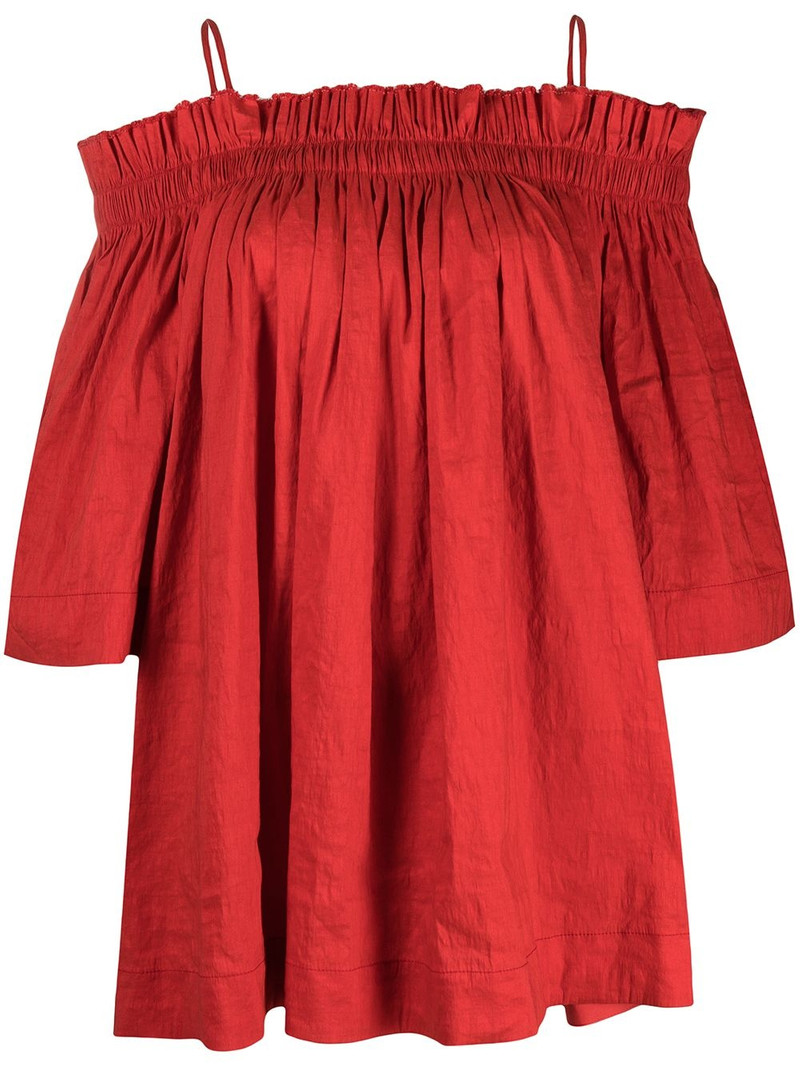 off-shoulder linen blouse 1