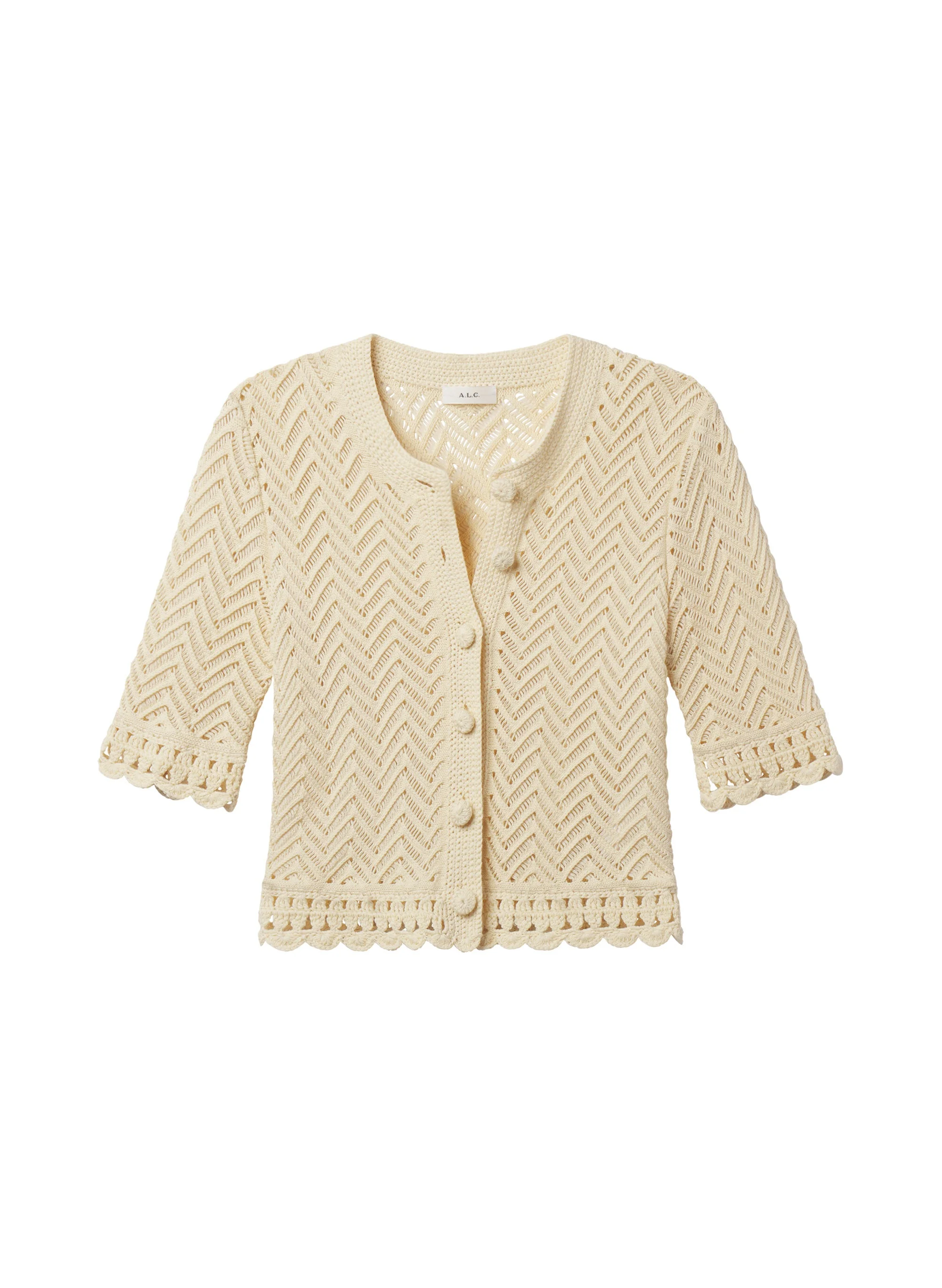 Simon Cotton Crochet Knit Cardigan - 1